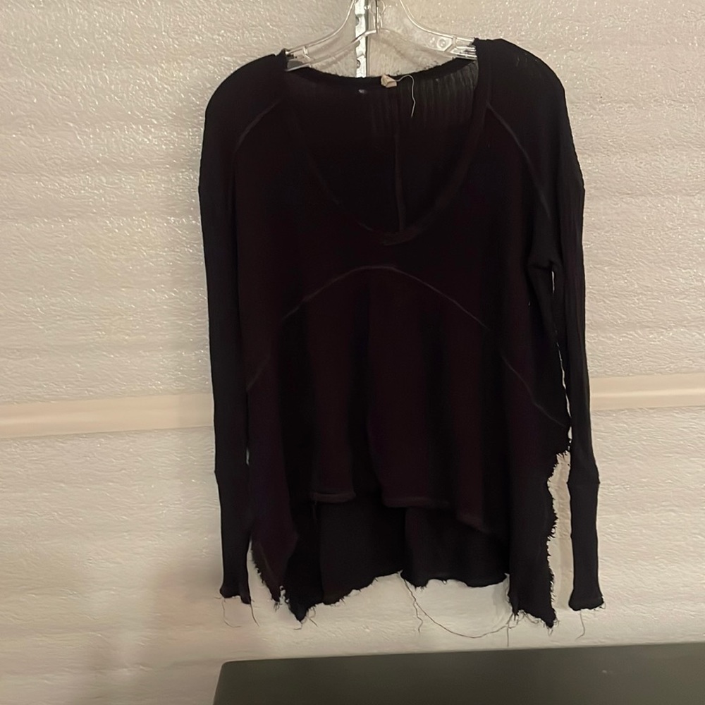 free people waffle scoop-neck thermal long sleeve